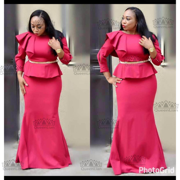 2017 African CLothing Fake Two Pcs Long Dress WIth Belt Dew shoulder For Lady