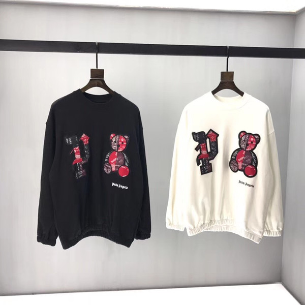 Men's oversized sweatshirt cotton ladies sweatshirt loose bear embroidery pattern Sweatshirts teen students Sweatshirts2019 new tops QQ9