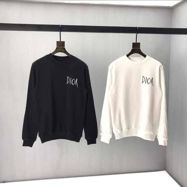 19SS mens designer hoodie round neck Embroidered letters on the front and back of the chest Sweatshirts hip hop men and women hoodi