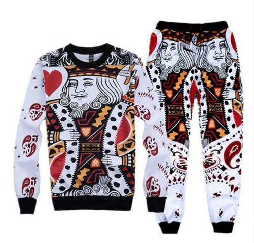 Sondirane Newest 3D Print King/K Poker Face Sweatshirt&Sweatpants Men Boy Jogger Pants Casual Tops Trousers Funny Clothing