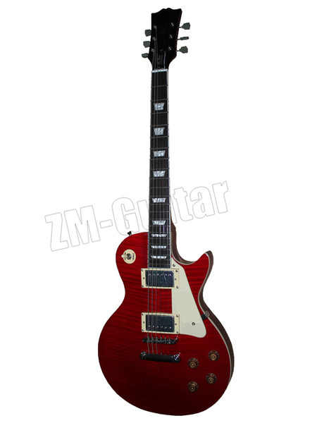 New Free sun burst Tiger stripes color and Red binding Five-Star shield OEM Signature Electric Guitar