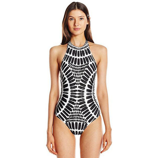 2019 new ladies sexy hanging neck lace swimsuit European and American totem fish scales ripple printed bikini