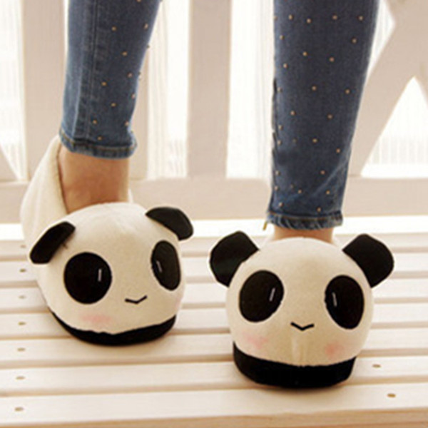 South Korea Cotton Mop Koklvayuna W Thick Bottom Panda Lovers Package Genmian Suede Slippers Home Furnishing Lovers Shoes