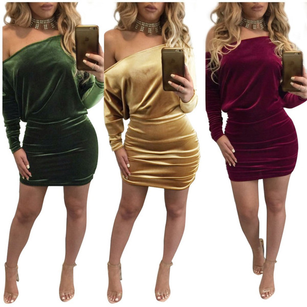 Buyter(TM) Elegant style bandage dress slash neck mini dress full sleeve casual dress in hot sale