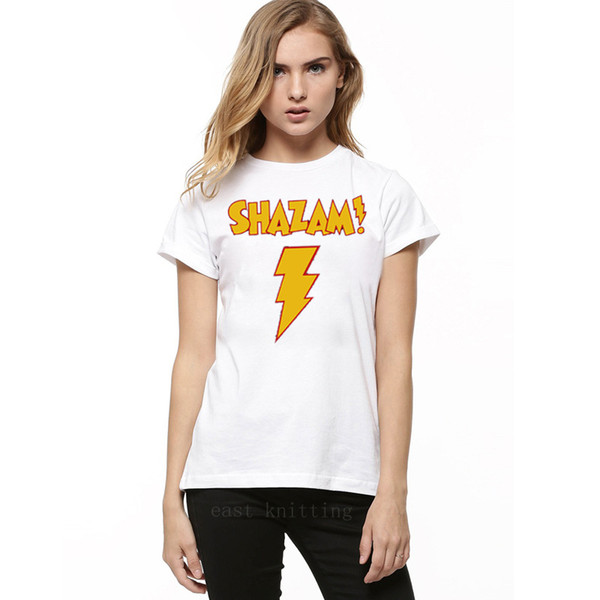 Buyter(TM) Marvel new women SHAZAM lightning simple pattern European and American style explosion models White ladies T-shirt