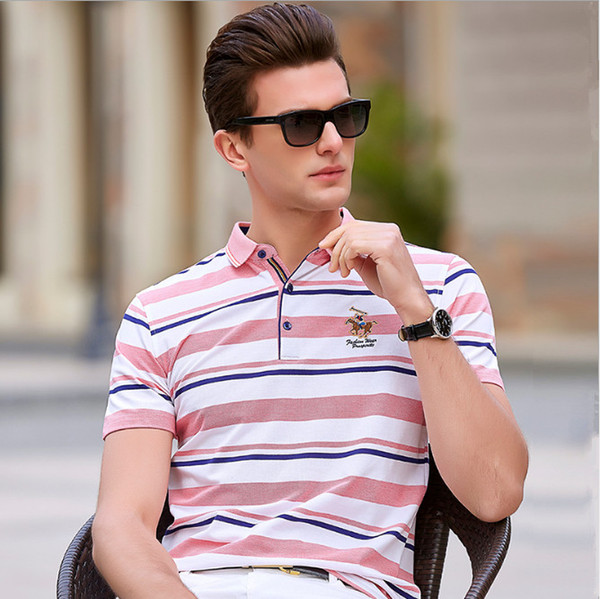 New arrival short sleeve summer 2018 fashion polo shirt men brand clothing striped business casual man camisa plus size M-3XL 8512