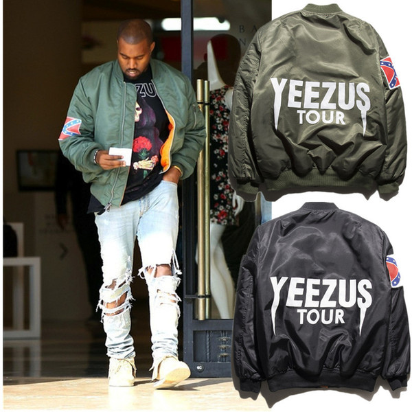 KANYE WEST YEEZUS Jacket High qualitu Men's Printing green Hip Hop Winter Outerwear Military motorcycle Air men bomber jacket Plus Size 2XL