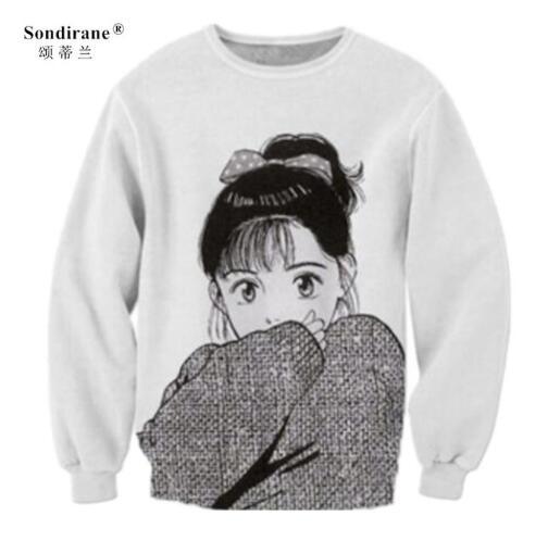 Sondirane Men/Women's Anime Girl 3D Print Casual Sweatshirt Hoodies Long Sleeve Hip Hop Tops Street Comfortable Pullover Outfits