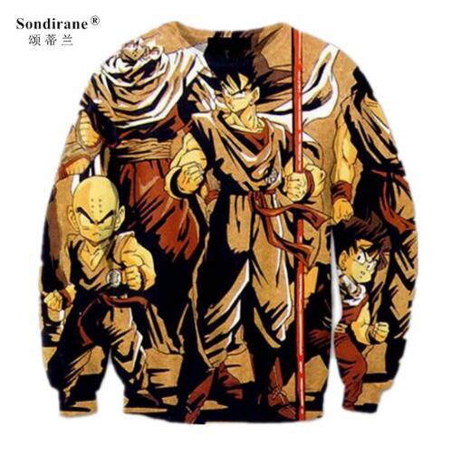 Sondirane Anime Dragon Ball Z Funny 3D Print Casual Sweatshirts Long Sleeve Crewneck Pullovers Hip Hop Street Tops Breathable