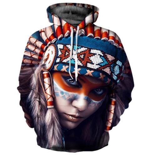 Sondirane New Fashion Thin Hooded Hoodies Men/Women 3d Sweatshirts Print American Indian Girl Hoodies Tracksuits Funny Tops