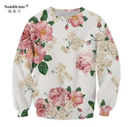 Sondirane New Fashion Womens/Mens Floral 3D Print Casual Sweatshirt Long Sleeve Crewneck Pullovers Hombre Breathable Tracksuits