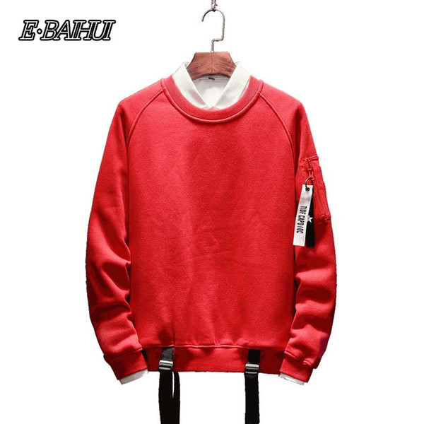 E-BAIHUI Harajuku Autumn Men Hoodies Solid Color Loose Long Sleeve Hoodies Hip Hop Casual Pullover Streetwear Hoody Male 18114#