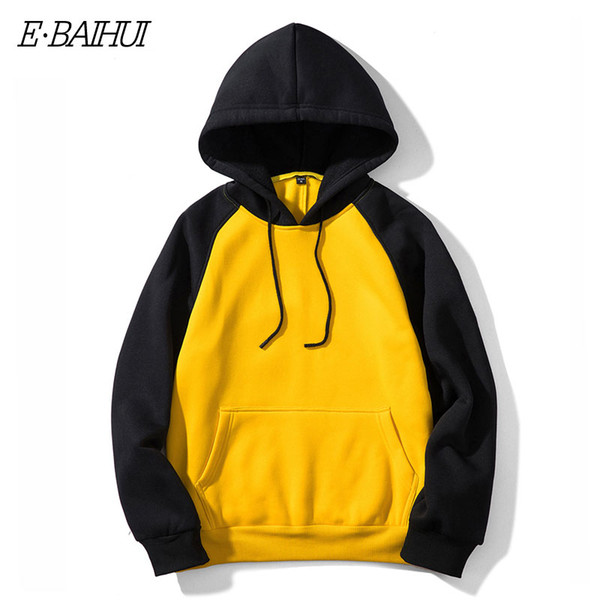 E-BAIHUI Mens Hoodies Streetwear Fashion Pullover Hooded Jacket Splice Multicolor Sweatshirts Men Loose Hoodies S-2XL WY39