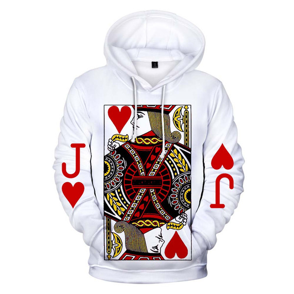 E-BAIHUI 3D Pattern Poker J Hoody Funny Men White Spring Fashion Sweatshirts Loose Novetly Male Long Sleeved Hoodies L095