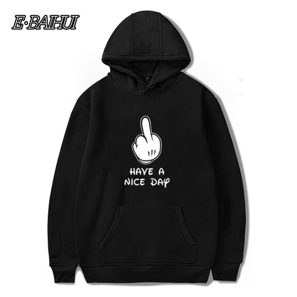 E-BAIHUI Funny Men Hoodies Casual Erect Middle Finger Long Sleeve Print Novelty Men Pullover Hooded Sweatshirts WP-27