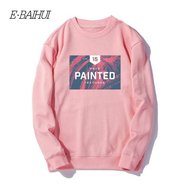 E-BAIHUI Men Pullover Crew Neck Long Sleeve Letter Print Pullover Tide Youth Men Casual Sweatershirt WD-033