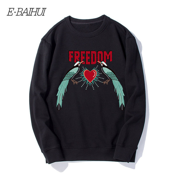 E-BAIHUI Pullover New Bird Print Jersey Sweater Tops Fashion Crew Neck Men and Women Long Sleeve Sleeve Pullover WD-148