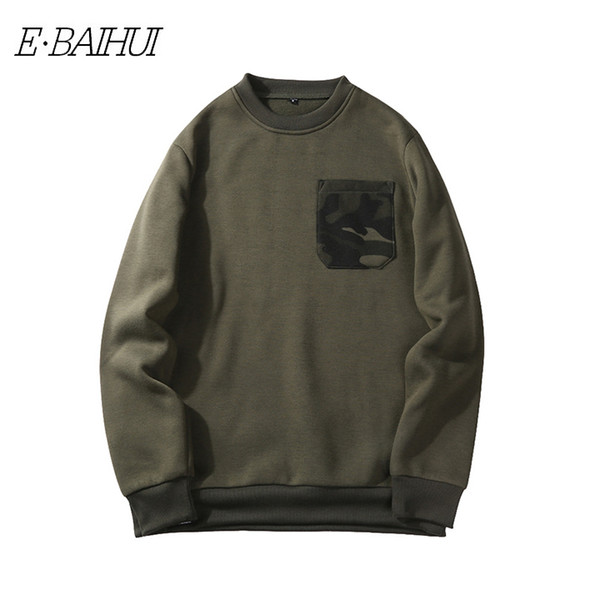 E-BAIHUI Men's Camouflage Pullover Fashion Mens Streetwear High Quality Sweatshirts Casual Hip Hop Skateboard Casual Hedging Coat WY10