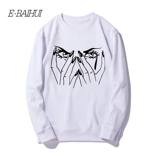 E-BAIHUI Men Pullover Round Neck Autumn Winter Hip Hop Print Clothes Casual Couple Sweatshirt Fashion Loose Men Pullover WD-134