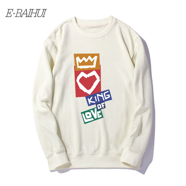 E-BAIHUI 2019 Winter Men Sweatshirt Long Sleeve Original Fashion Print Loose Pullover Cotton Crew Neck Men High-quality Sweatshirt WD-114