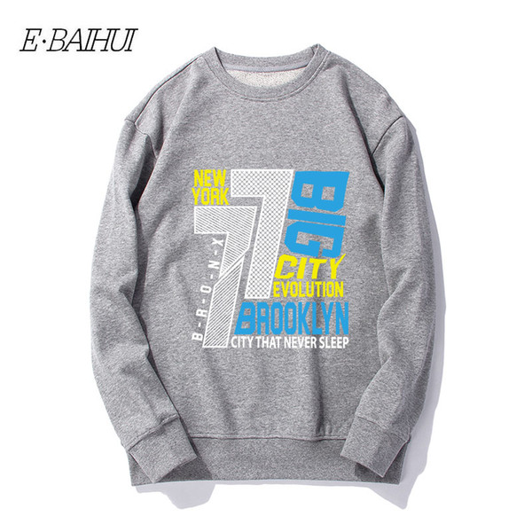 E-BAIHUI Men Pullover Letter Print Original Sweater Tops Fashion Crew Neck Men and Women Long Sleeve Sleeve Pullover WD-156