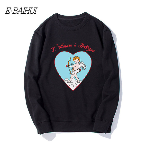 E-BAIHUI Men Pullover Crew Neck Long Sleeve Print Original Mens off Designer Cupid Pullover Men Outdoor Sweatershirt WD-t530