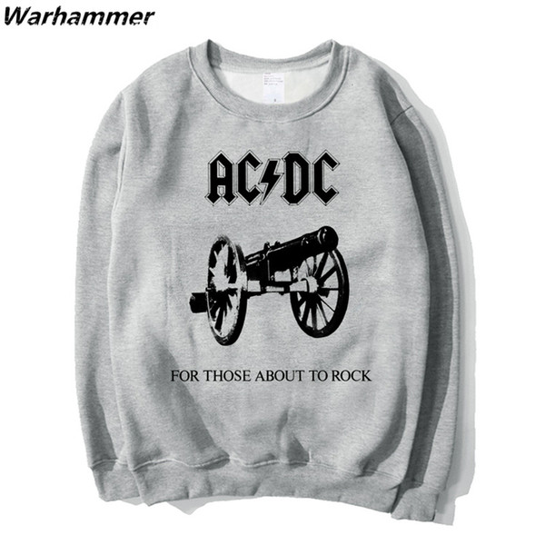 Winter New Arrival Hoodie Sweatshirt Popular Men's Fashion ACDC For Those About To Rock Hoodies Men Cotton Print Grey XXL Vest Hoodie Hommes