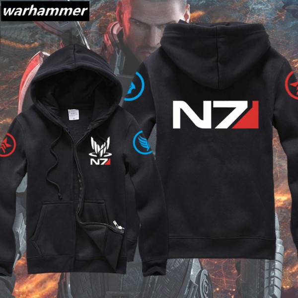 Warhammer NEW Mass Effect 3 N7 Paragon Inspired Mens Gamer Zipper-Up Hoodie Sweatshirt Fleece Cotto Warm & Cozy Outwear Casual Drop Shipping