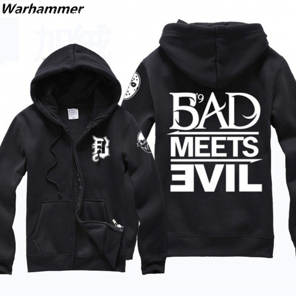 New Eminem RoyceDa59 BAD MEETS EVIL Hoodie Winter Fleece Men Hip Pop Hoodie Mens Cardigan Chandal Hombre Hooded Zipper Sportswear Jacket XXL