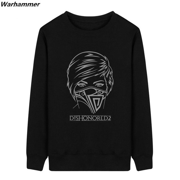 Dishonored 2 Game Player Gifts Hoodies Men Fleece Cotton Casual Fit Printed Sudadera Hombre Pullover O-neck Cotton S 2XL Drop Ship 8 Colors