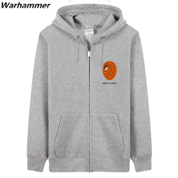 Warhammer Naruto Obito Uchiha Anime Cartoon Men Hoodies Zipper Up Autumn Winter Fleece Cotton Embroidery Pullover Cardigan Hoodies Men S 3XL