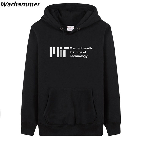 Massachusetts Institute Of Technology Men Hoodie DIY Flock Print EU Size Men Solid Hoodie Sweatshirt XXL Pullover O-neck Fleece Cotton Hoody