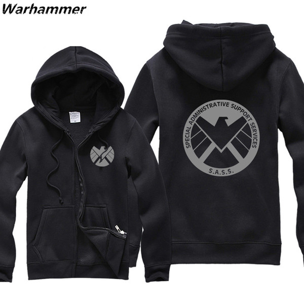 Agents Of Shield New Fashion Men Hoodie Printed S.A.S.S Fleece Cotton Zipper Up O-Neck Hoodies Zip-Up SHIELD Fans Casual Autumn Winter Coats