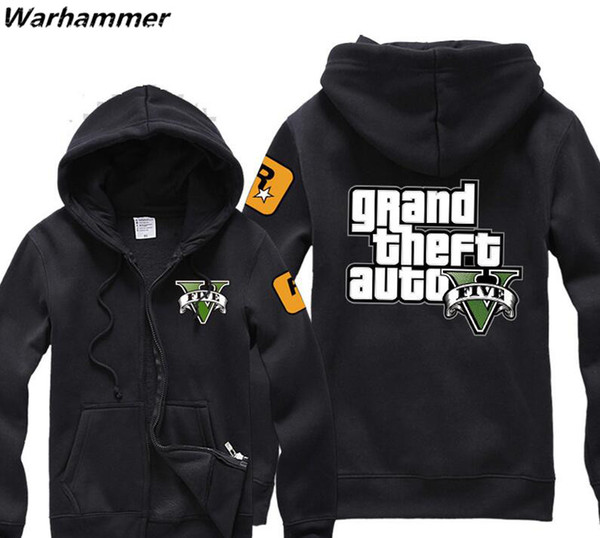 Warhammer GTA Game Fans Sweat Homme Print Grand Theft Auto Fleece Cotton Black Cardigan Zipper Casual Sweatshirt EU Size S 2XL Drop Shipping