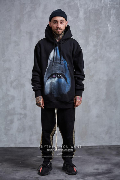 Japanese Brand Hoodie Autumn And Winter New European And American Sharks Printed Lovers Pullover Tide Brand Long-Sleeved Hood Hoodie