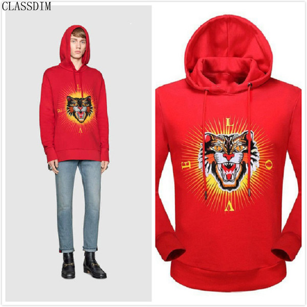 Men's Cotton Fashion Brand Hoodies Men's Gas Field Cat Sticker Hooded Clothing Red Black High Quality Pullover Size M-3XL