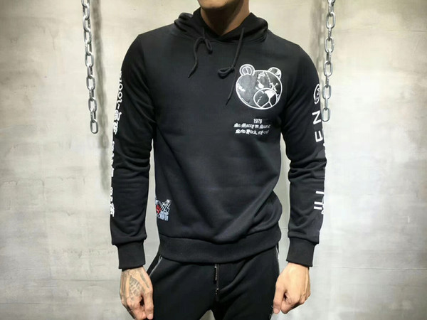 DUYOU Brand Clothing Mens Bear Head Embroidery Sweatshirts Hoodies Streetwear Fitness Workout Tracksuit Male Cotton Moletom Masculino