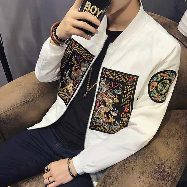 Spring Bomber Jacket Men 2018 New Fashion Chinese Long Pao Jackets Men Slim Fit Long Sleeve Casual Mens Coats Windbreaker 5XL-M