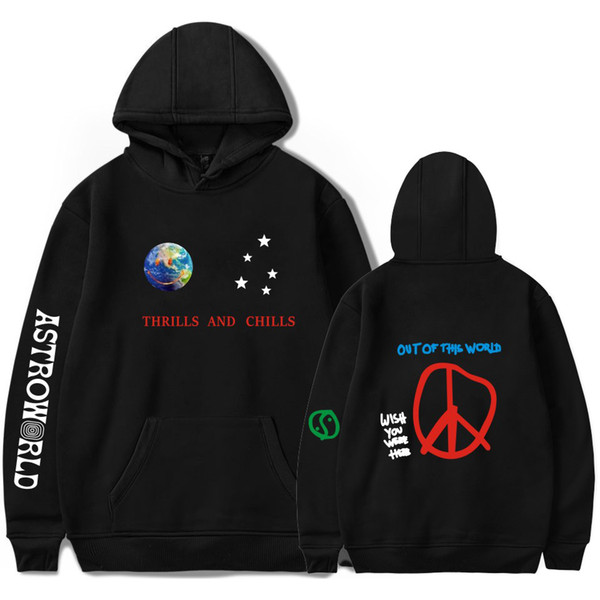 Astroworld Mens Designer Hoodies Spring 2019ss Thrills Chills Letters Printed Hooded Sweatshirts