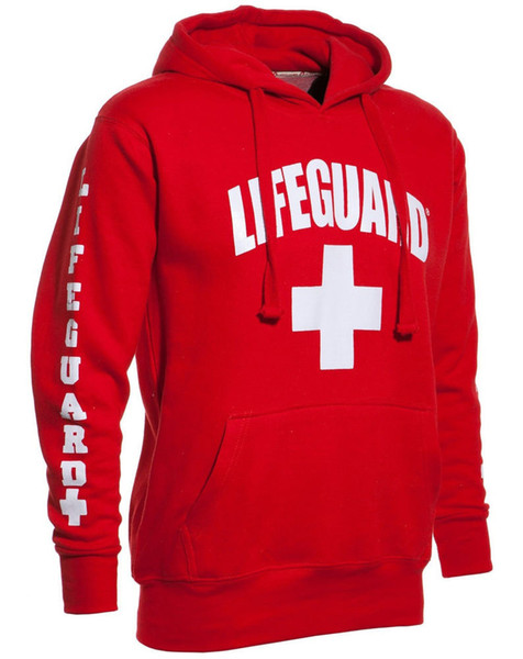 Wholesale- Autumn and winter 3 Side Print Lifeguard man Hoodie Sweatshirt Red Life Guard New Unisex XS-2XL