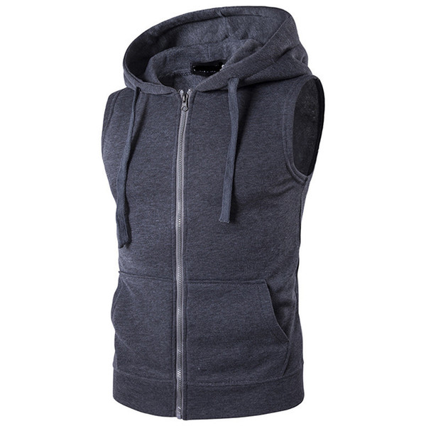 2019 Spring Men's Sleeveless Hoodies Fashion Hoody Sweatshirt Fit Slim Casual Zipper Pocket Men Vest Jacket Hoodies Male K6170