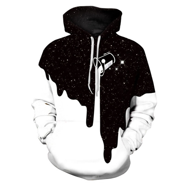 2018 Hot Fashion Men Women 3d Sweatshirts Print Spilled Milk Space Galaxy Hoodies Thin Unisex Pullovers sweat Tops plus size top