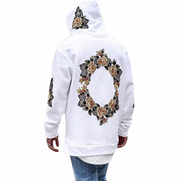 Cool Men New Design Pullovers Autumn Flower Print Hoodies Hip Hop Men Hooded Men's Sweatershirt Streetwear Hombres Sudaderas