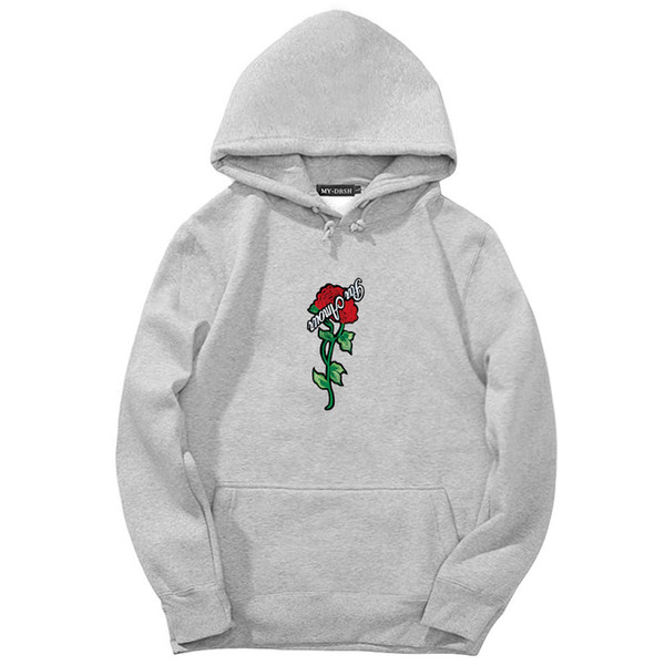 Hot Sale Brand Autumn Spring Hip Hop Pullover Sweatshirts Men High Quality Hoodie Fashion Rose printing mens hoodies Tops