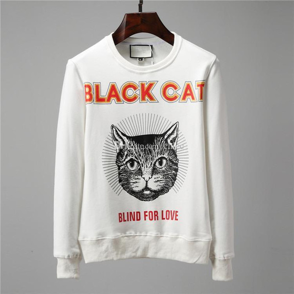 2018 style Cotton sweatshirt with Black Cat print Fashion Italy Designer hoodies for men women Luxury Brand mens g hoodie -810