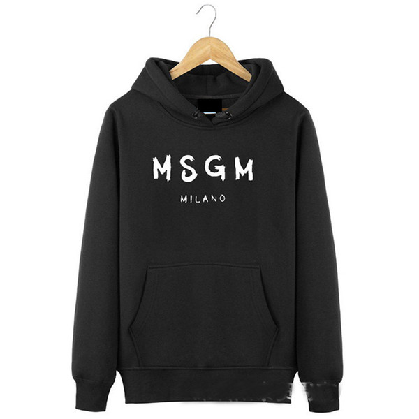 Men Hip Hop Hoodies MSGM Letter Printed Pullover Winter Autumn S XXXL Long Sleeve Fashion Hoodie Black Gray Sweatshirts