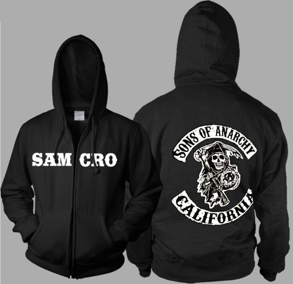 Wholesale- 2017 new men's SOA Sons of annrcy series of chaos samcro zipper cardigan mens jacket with fleece size S-XXXXL