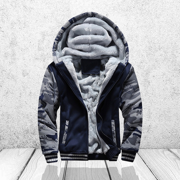 Winter Sweatshirt Men Hoodie Male Coat Hooded Brand Casual Zipper Thicken Velvet moleton Man Tracksuit Jackets Parkas Inner Wool