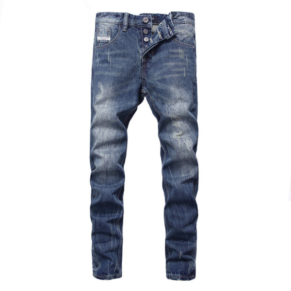 Fashion Designer Men Jeans Orange Stripe Vintage Straight Fit Cotton Denim Pants hombre Streetwear Classical Buttons Jeans Men