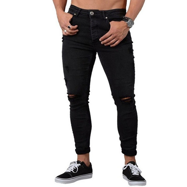 mens brand Skinny jeans Pant Casual Trousers 2018 denim black jeans stretch pencil Pants Plus Size streetwear-WX051